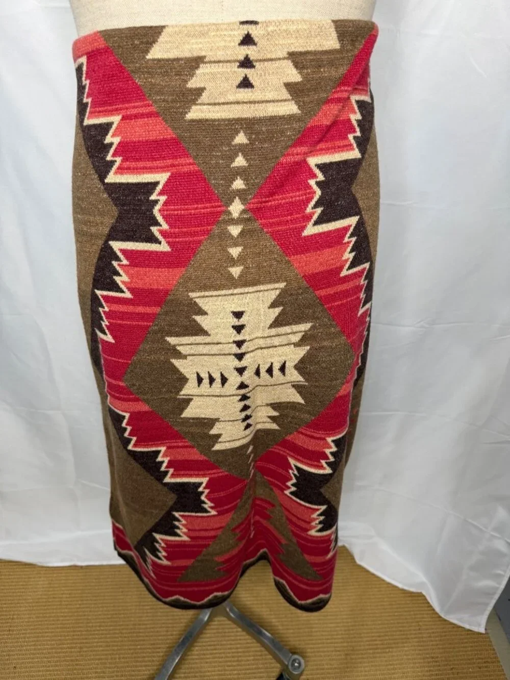 Lauren Ralph Black Label Womens Skirt 3X Aztec Southwestern Print Brown Red - Picture 5 of 12
